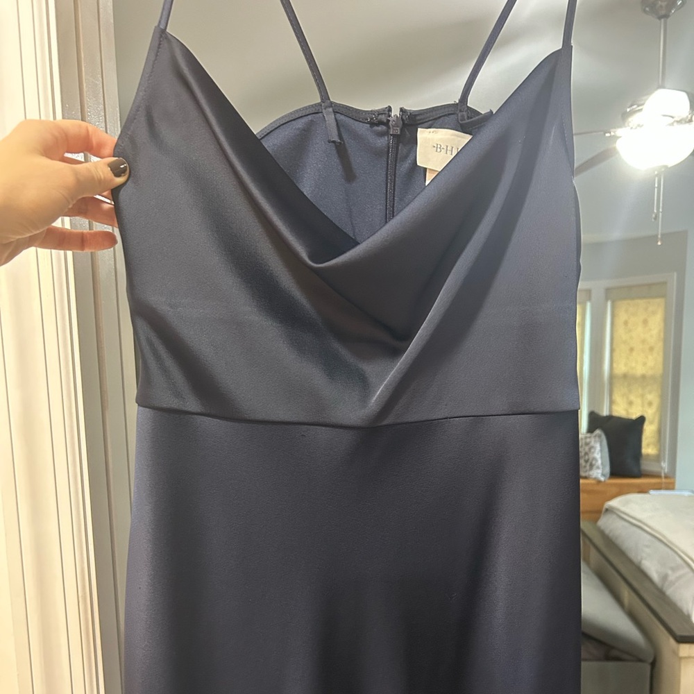BHLDN by Anthropologie Satin Navy Blue Dress